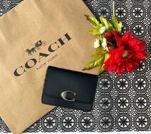 COACH コーチ ブラック シルバー 金具 カード入れ 名刺入れ_画像1