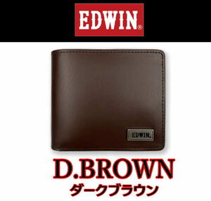 チョコ 濃茶 EDWIN 45 二つ折り財布 リサイクルレザー 折財布 エドウイン エドウィン