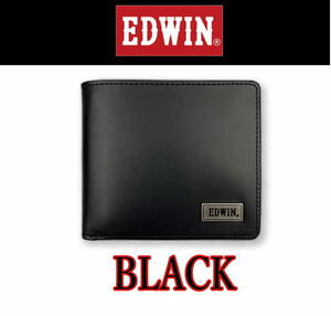 ブラック 黒 EDWIN 45 二つ折り財布 リサイクルレザー 折財布 エドウイン