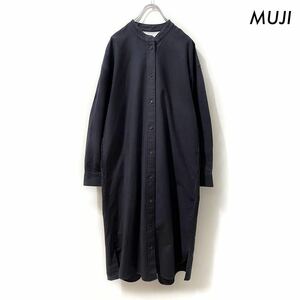 【送料無料】MUJI 無印良品★長袖シャツワンピース ブラック 黒 チャコール XS-S