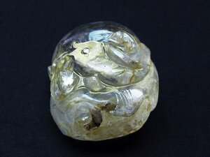 誠安◆超レア最高級超美品天然ヒマラヤ水晶 手彫り 魚 置物[T261-1089]