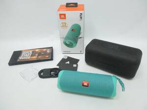 ‡0461 ポータブル ウォータープルーフ スピーカー JBL FLIP5 Bluetooth IPX7防水 USB Type-C充電 ティール 音出し確認済