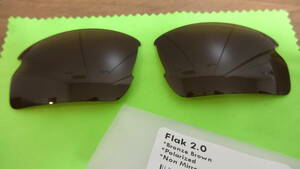 ★処分価格★オークリー フラック 2.0 用 カスタム偏光レンズ BROWN Color Polarized 新品 Flak 2.0 