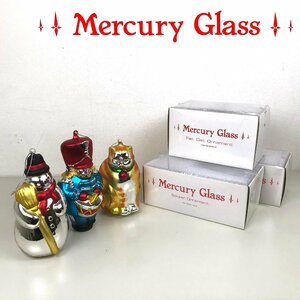 1203 Mercury Glass クリスマスオーナメント Snowman / Soldier / Fat Cat 3個セット クリスマス Department56