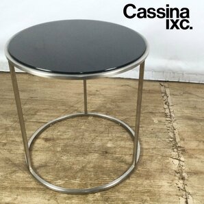 1203 Cassina ixc. カッシーナ・イクスシー ILE イル サイドテーブル ラウンドタイプ ガラス ブラック ②の画像1