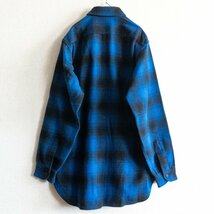 【美品】PENDLETON【70s オンブレ シャドー チェック シャツ】 ウール 古着 ヴィンテージ 2402548_画像2