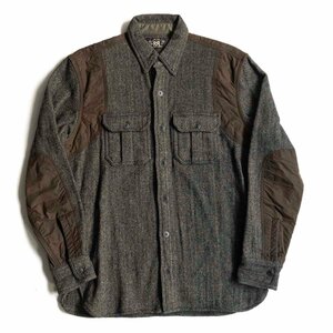 【極美品】RRL 【ヘリンボーンツイード×オイルドコットン シャツ ジャケット】S ウール ラルフローレン 2403020