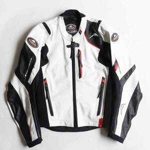 【美品】KUSHITANI【K-0680 HERTZ JACKET】L ホワイト レザー ライダース ジャケット クシタニ バイク ヘルツジャケット u2403004