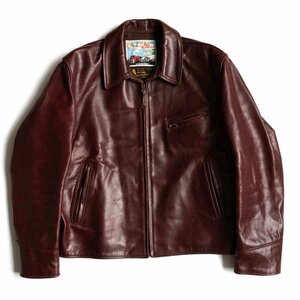 【ビッグサイズ/90s】AERO LEATHER【ハーフベルト/ホースハイド レザー ジャケット】42 ボルドー エアロレザー 2403339