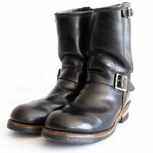 【PT91/プリント羽タグ】REDWING【90S/エンジニアブーツ】US8 1/2D 2268 スチールトゥ レッドウィング ブラック USA製 2403508