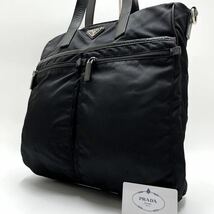 1円 現行モデル《最高峰》PRADA プラダ トートバッグ ハンドバッグ ビジネス 三角ロゴ サフィアーノレザー A4 大容量 黒 ブラック メンズ_画像1