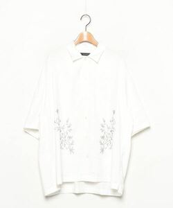 メンズ 「RAGEBLUE」 刺繍半袖シャツ M ホワイト