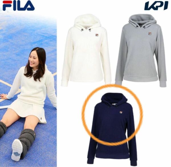 FILA もこもこ裏毛　プルオーバーフーディ フィラネイビー 長袖　M