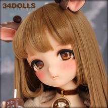 【34DOLLS】小難 DDH-10 F肌 ソフビ盛カスタムヘッド＋手描きアイ＋耳パーツ＋コーヒーみるくパック＋チョーカー付属 MDD_画像1