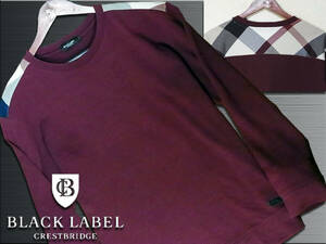 大人気L！肩CBチェック　長袖カットソー　エンブレム▼ブラックレーベルクレストブリッジ　BLACK LABEL CRESTBRIDGE