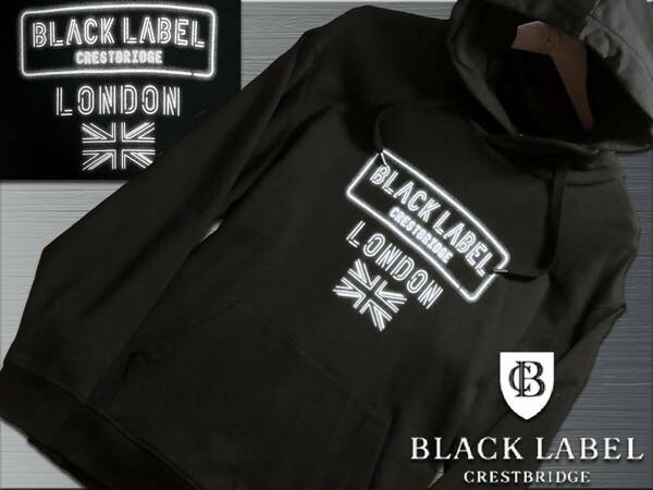 Limited！大人気L！ブランド＆Union Jack プリント　ブラック　パーカー▼ブラックレーベルクレストブリッジ　BLACK LABEL CRESTBRIDGE