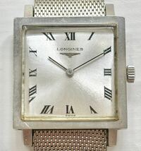 1円~ A LONGINES ロンジン ローマンダイヤル スクエアケース 手巻き レディース アンティーク ヴィンテージ 腕時計 8215904_画像1