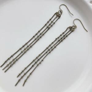 ヴィンテージピアス　ロング　チェーン　ゆれる　つや消し　ゴールド☆Vintage jewelry accessories　k0255