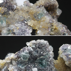 ナミビア・オコルス鉱山産 ブルーグリーン×カラーレス×細パープル フローライト＆クォーツ 蛍石＆水晶 結晶 原石 標本 約160ct 9の画像6