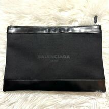 本物 バレンシアガ デニムキャンパス×レザー切替 クラッチバッグ 黒 BALENCIAGA レターパック配送可_画像5