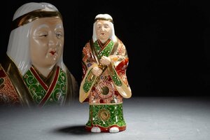 【善古堂】某有名収集家買取品 時代物 九谷八幡窯 色絵金彩老人置物 インテリア 骨董品 古美術0301-22H0　