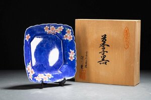 【善古堂】某名家買取品 宮内庁御用達 深川製磁 色絵彩磁 花卉菓子器 共箱 菓子入 茶室置物 骨董品 古美術0301-48H005