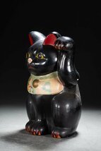 【善古堂】某有名収集家買取品 昭和時代 陶器 金運猫 インテリア 骨董品 古美術0225-110H03　_画像4