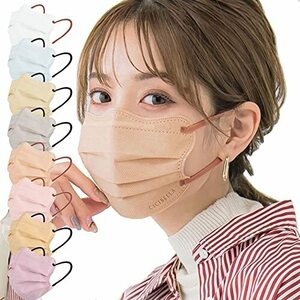 [Bijoubox] マスク バイカラー プリーツマスク 20枚入 立体 小さめ 不織布 使い捨て 化粧つかないマスク 立体マスク 小顔 チークマスク