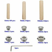 木ダボ, CESFONJER ダボキット, 6mm / 60個、8mm / 34個、10mm / 22個木ダボ, 6個ダボマーカー, 3個ドリルビット深さ停止カラー,_画像5