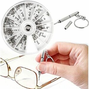 LIKENNY メガネ用ネジ 眼鏡用ねじ 120個セット めがね サングラス用ねじ 修理ツール 詰め合せキット メガネ修理 腕時計修理 補修