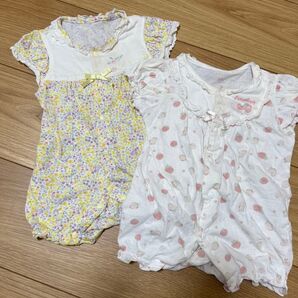 値下げ!ベビー ロンパース 半袖 花柄 いちご 2点セット 出産準備 可愛い 新生児 夏服