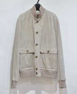 Loro Piana ロロピアーナ RAIN SYSTEM SUEDE BOMBER スエード ボンバージャケット グレー L Y-325337