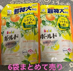 P&G ボールド ジェル 柔軟剤入り 洗濯洗剤 シトラスの香り 詰め替え 超特大 760g × 6個