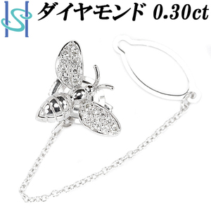 ダイヤモンド ピンブローチ 0.30ct K18WG 蜂 ハチ 昆虫 動物 アニマル 送料無料 美品 中古 SH105792