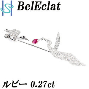  bell ekla ruby brooch diamond K18WG pin brooch bird swaying brand BelEclat free shipping beautiful goods used SH100728