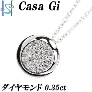 キャサジ ダイヤモンド ネックレス 0.35ct K18WG 円 丸 サークル ラウンド ブランド Casa Gi 送料無料 美品 中古 SH107518