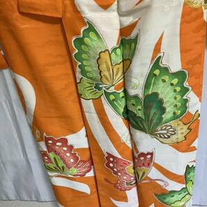 振袖 金彩 カラフル 蝶々 雲 束熨斗 橙色地 着物 和服 和装 着物コーデ リメイク 衣装 百貨店 高級の画像5