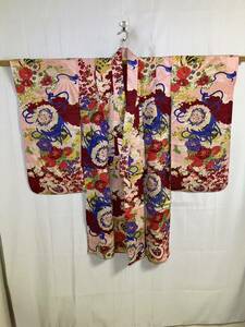  детский праздничная одежда натуральный шелк красочный тамбурин без тарелочек . цветок . розовый цвет кимоно японская одежда японский костюм переделка окраска изменение античный retro смешанный ассортимент магазин высококлассный 