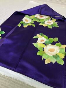 付下げ　正絹　金彩　刺繍　花　華　葉柄　紫色地　着物　和服　和装　着物コーデ　リメイク　衣装　百貨店　高級