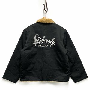 SUBCIETY サブサエティ 刺繍ロゴ入り 裏地ボア ジャケット デッキジャケット ブラック サイズL 正規品 / B4760