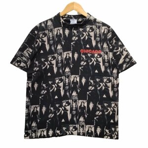 CHICAGO THE MUSICAL ヴィンテージ 総柄 女性 プリント Tシャツ 半袖 袖、裾シングルステッチ ALL Sport製 ブラック L 正規品 / m20249