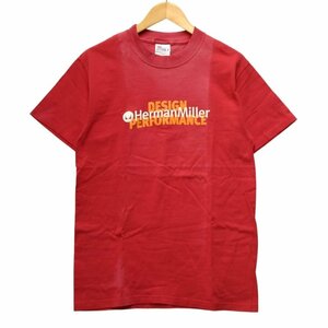 Herman Miller ヴィンテージ ロゴプリント Tシャツ 半袖 Hanes ヘインズ 赤 サイズM 正規品 / m202411