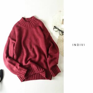 インディヴィ INDIVI☆洗える オーバーサイズハイネックニットプルオーバー 38サイズ☆N-H 1115