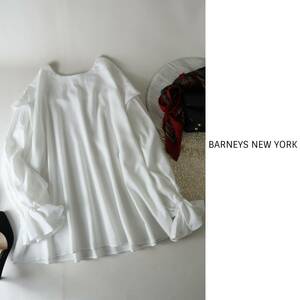 バーニーズ ニューヨーク BARNEYS NEW YORK☆洗える 肩フリルデザイン ボリュームスリーブプルオーバー フリーサイズ☆M-B 2063