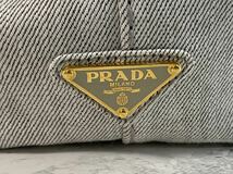 j519 PRADA プラダ カナパ トートバッグ ハンドバッグ ショルダーバッグ B2439G デニム グレー BIANCO_画像4