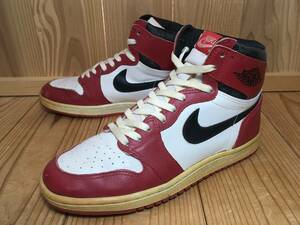 ★ナイキ NIKE エアジョーダン Air Jordan 1 赤×白×黒 27.0cm 85年 当時品 美品 Used 検 オリジナル DUNK JORDAN AJ1 VNTG