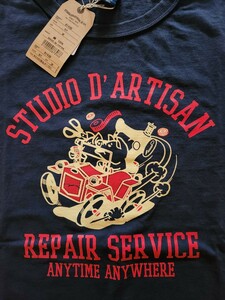 新作　送料込★STUDIO D'ARTISAN　ステュディオダルチザン　8143B 半袖Tシャツ　USAコットン 日本製　ネイビー　M