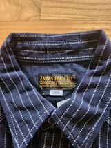 送料込★IRON HEART　アイアンハート　IHSH-62 12oz WABASH STRIPE WESTERN SHIRTS ウォバッシュ長袖ウエスタンシャツ インディゴ　XL_画像2