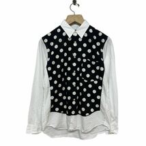 【 BLACK COMME des GARCONS 】 AD 2010 ドット 切替 シャツ M ブラック ホワイト 黒 白 水玉 柄 shirt コムデギャルソン_画像1