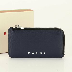 1円■極美品■MARNI マルニ■サフィアーノ レザー■ロゴ■カードケース■ラウンドファスナー 定期入れ 財布 レディース TET 0912-T6